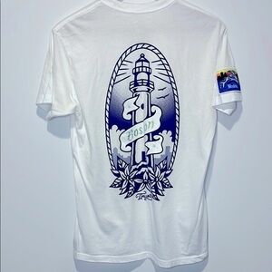 White Modela Graphic Tee with Boston Lighthouse Design